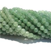 Aventurine Verte Perle Ronde Facettée Percée 8 mm - 64 Facettes (Lot de 10 perles)