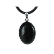 Agate Noire Pendentif Cabochon ovale 18x13 mm Harmony