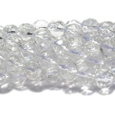 Cristal de Roche Perle Facettée Percée 8 mm - 64 Facettes (Lot de 10 perles)