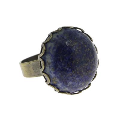 Bague en Lapis Lazuli Pierre Cabochon Rond 18 mm Romantic - Taille réglable