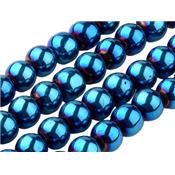 Perle en Verre Bleue électrolytique 6 mm (Par Lot de 10 Perles)