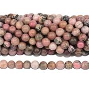 Rhodonite Perle Ronde Lisse Percée 10 mm (Lot de 5 perles)