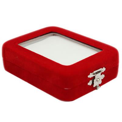 Boite écrin à Bijoux en velours rouge pour Pendentifs intérieur blanc (Forme rectangle 8,5x6,5x2,5 cm)