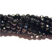 Agate Noire Perle Ronde Facettée Percée 8 mm - 64 Facettes (Lot de 10 perles)