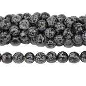 Obsidienne Neige Perle Ronde Lisse Percée 8 mm (Lot de 10 perles)