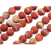 Jaspe Rouge Perle Ronde Givrée Percée de 6 mm (Lot de 10 perles)