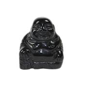 Bouddha Chinois Rieur en pierre d'Agate Noire (5 cm)