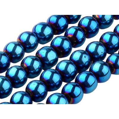 Perle en Verre Bleue électrolytique 8 mm (Par Lot de 5 Perles)