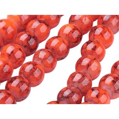 Perle en Verre Orange Marbrée 6 mm (Par Lot de 5 Perles)