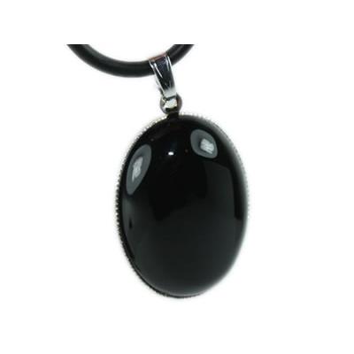 Agate Noire Pendentif Cabochon ovale 25x18 mm Harmony