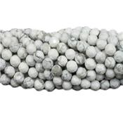 Howlite Blanche Perle Ronde Facettée Percée 8 mm - 64 Facettes (Lot de 10 perles)