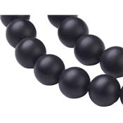 Agate Noire Perle Ronde Givrée Percée de 8 mm (Lot de 5 perles)