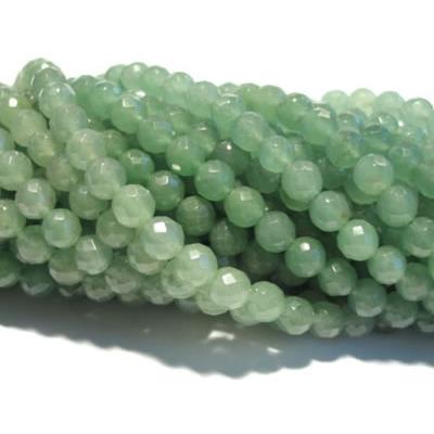Aventurine Verte Perle Facettée Percée 8 mm - 64 Facettes (Lot de 10 perles)