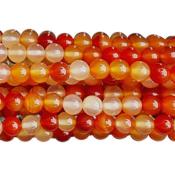 Cornaline Multicolore Perle Ronde Lisse Percée 10 mm (Lot de 5 perles)