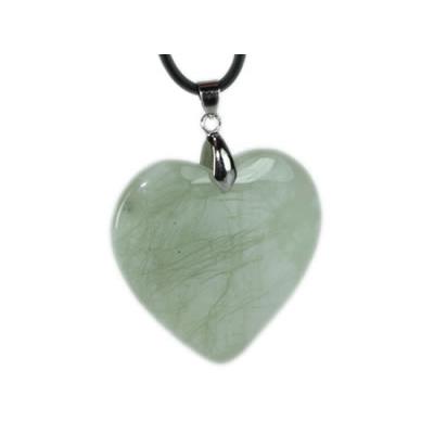 Pendentif Coeur en Jade de Chine (4 cm Bélière Argentée)