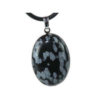 Obsidienne Neige Pendentif Cabochon ovale 25x18 mm Harmony