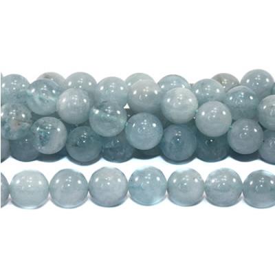 Aigue Marine Perle Ronde Lisse Percée 8 mm (Lot de 10 perles)