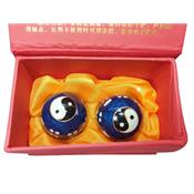 Boules traditionnelles Qi Gong de santé Yin Yang de couleur bleu