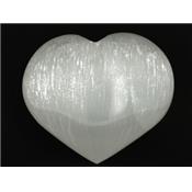 Sélénite Gros galet pierre Coeur (7 à 8 cm)