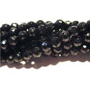 Tourmaline Noire Perle Ronde Facettée Percée 6 mm - 64 Facettes (Lot de 20 perles)