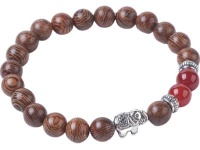 Bracelet perles de Cornaline Naturelle et Bois Teint