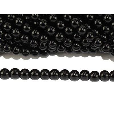 Agate Noire Perle Ronde Lisse Percée 4 mm (Lot de 20 perles)