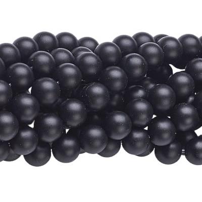Agate Noire Perle Ronde Givrée Percée de 6 mm (Lot de 10 perles)