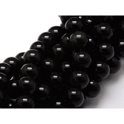 Obsidienne Noire Perle Ronde Lisse Percée 10 mm (Lot de 5 perles)