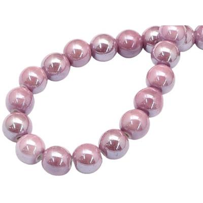 Perle de Porcelaine Rose 6 mm (Par Lot de 5 Perles)