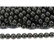 Tourmaline Noire Perle Ronde Lisse Percée 8 mm (Lot de 10 perles)