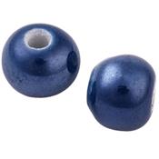 Perle de Porcelaine Lisse Bleue de Prusse 8 mm (Par Lot de 5 Perles)