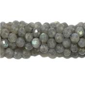 Labradorite Perle Ronde Facettée percée 8 mm - 128 Facettes (Lot de 10 perles)