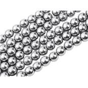 Hématite Argentée Perle Ronde Lisse Percée 6 mm (Lot de 20 perles)