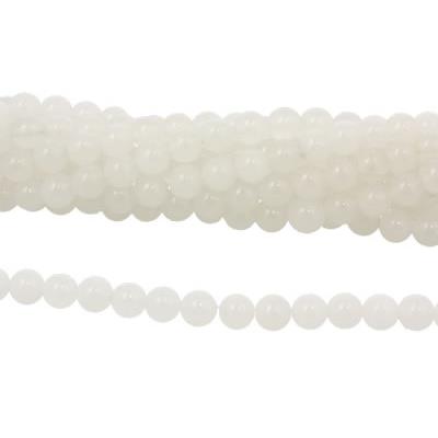 Jade Blanc Perle Ronde Lisse Percée 4 mm (Lot de 20 perles)