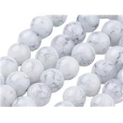 Perle en Verre Blanche Marbrée ou Fumée 6 mm (Par Lot de 10 Perles)