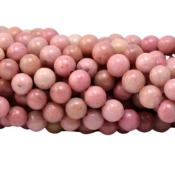 Rhodonite Rose Perle Ronde Lisse Percée 10 mm (Lot de 5 perles)